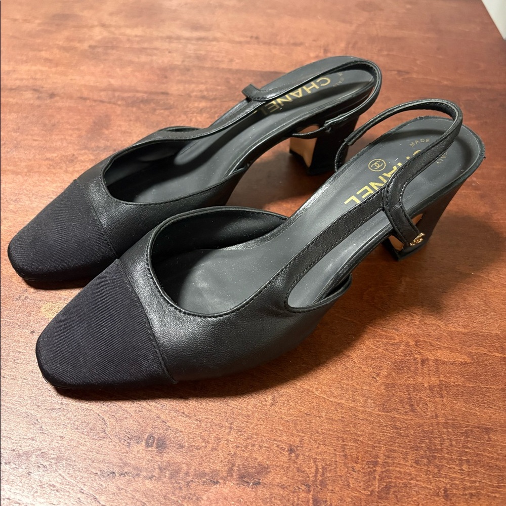 Chanel Women’s Cap Toe Slingback Heel Excellent Copy
